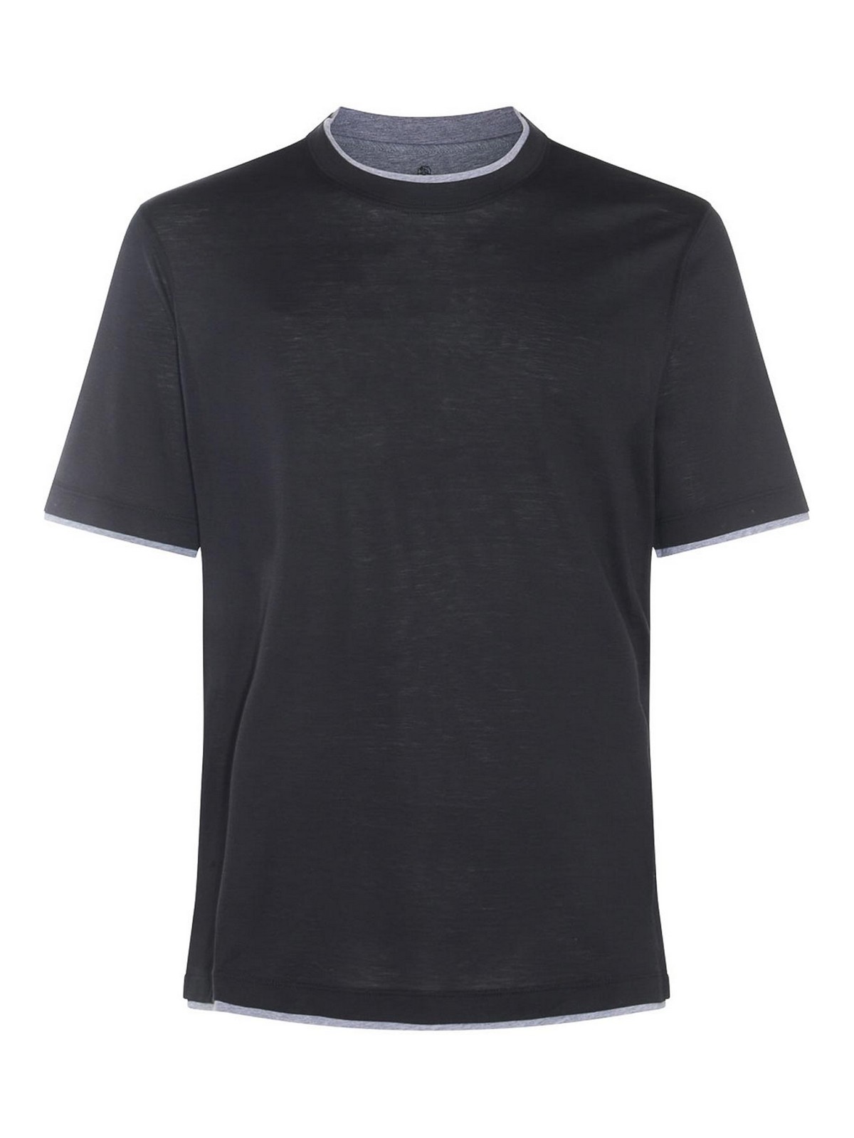 Brunello Cucinelli Dark Grey Silk T-shirt