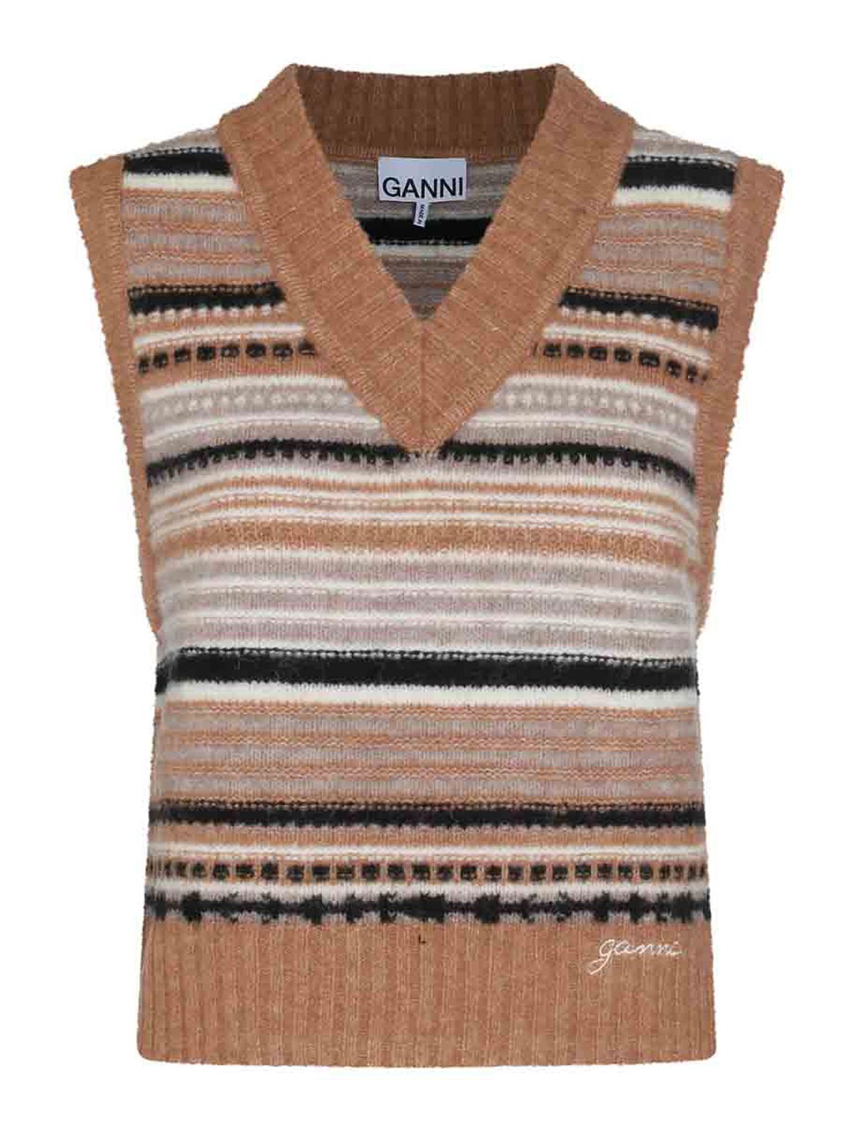 Ganni Brown Wool Knitwear
