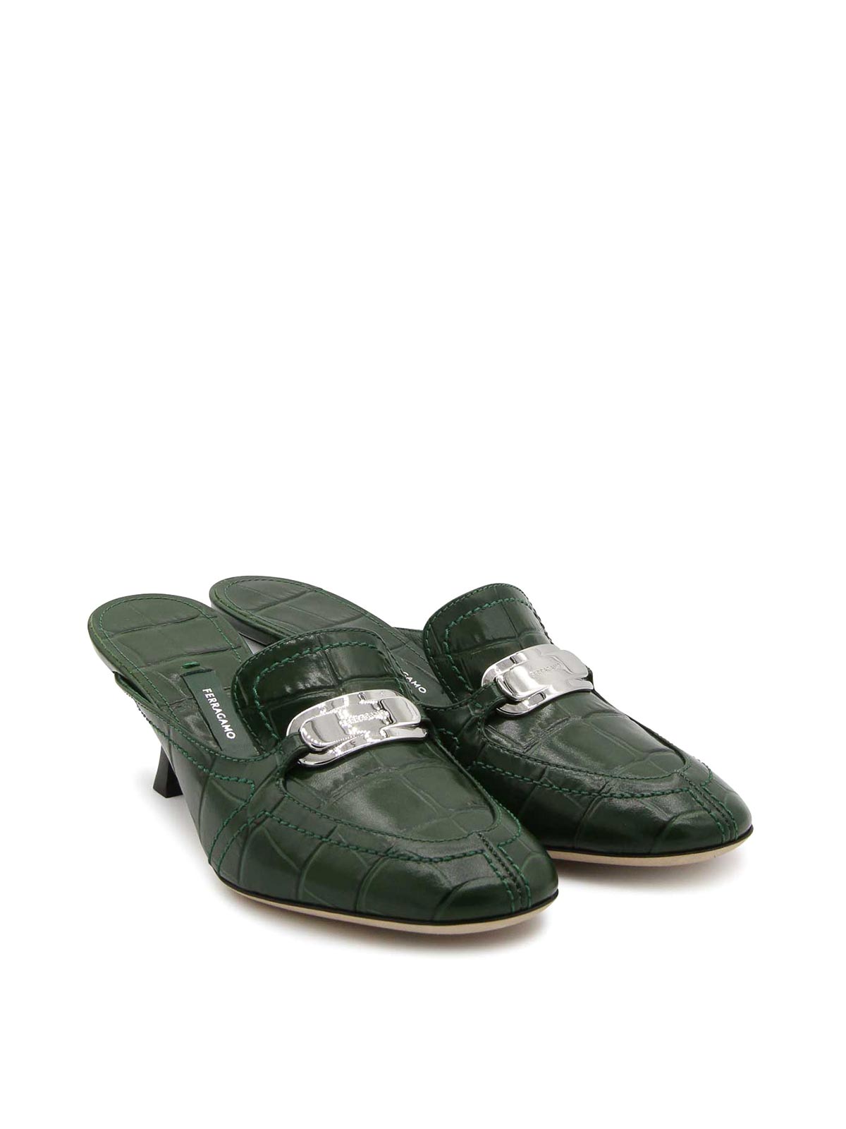 Ferragamo Green Leather mules - Green - Women|77320501I139001