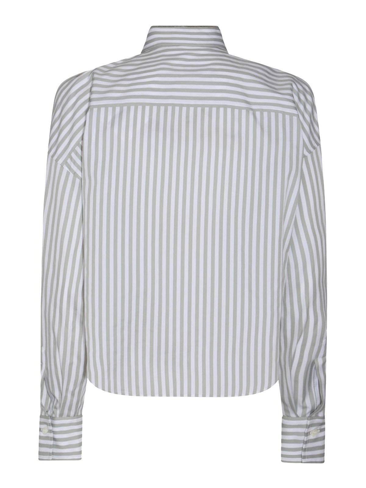 Brunello Cucinelli White And Grey Cotton Shirt In White