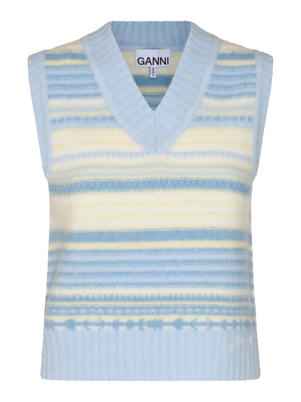 Ganni Light Blue Wool Cardigan