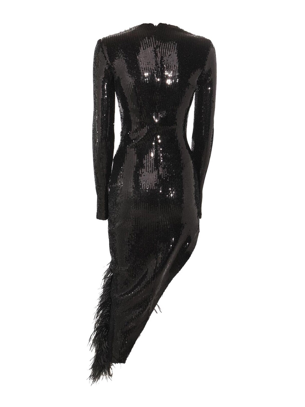 David Koma Black Sequin Midi Dress - Black - Women|PF23DK59DBLACK
