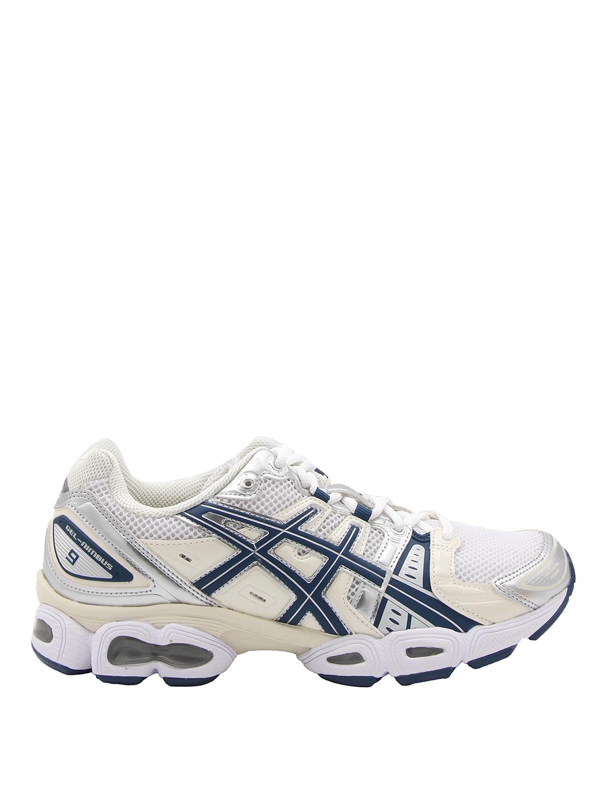 Shop Asics White And Indigo Gel Nimbus Sneakers