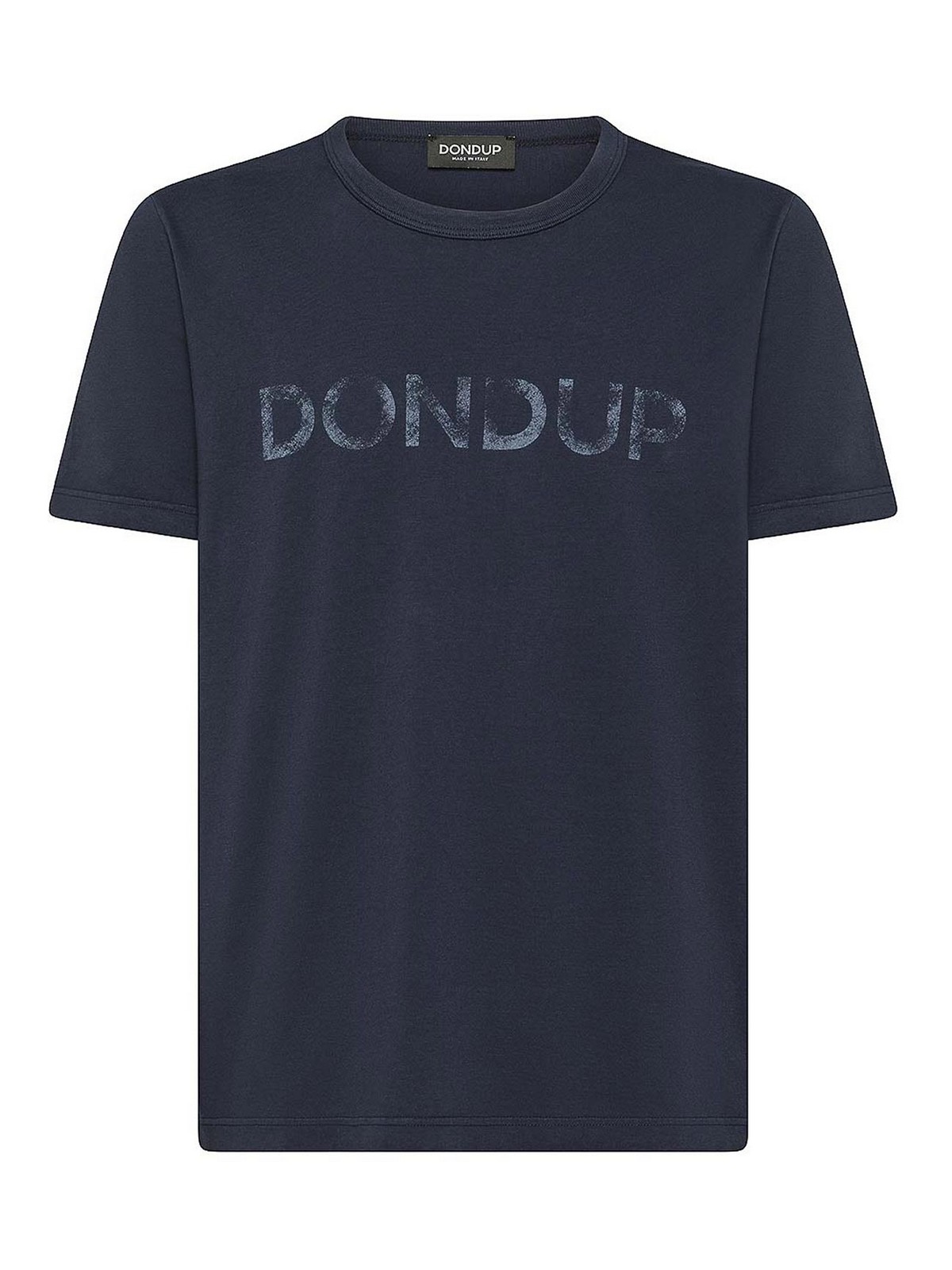 Dondup Cotton T-Shirt With Logo Print - Blue