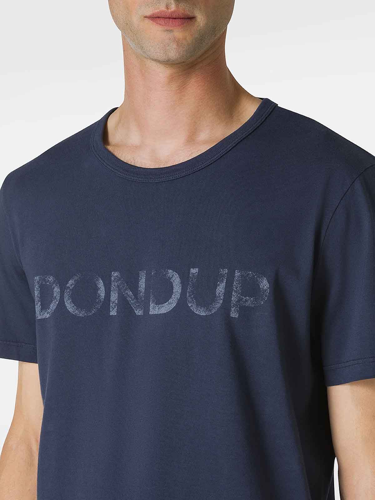 Dondup Cotton T-Shirt With Logo Print - Blue