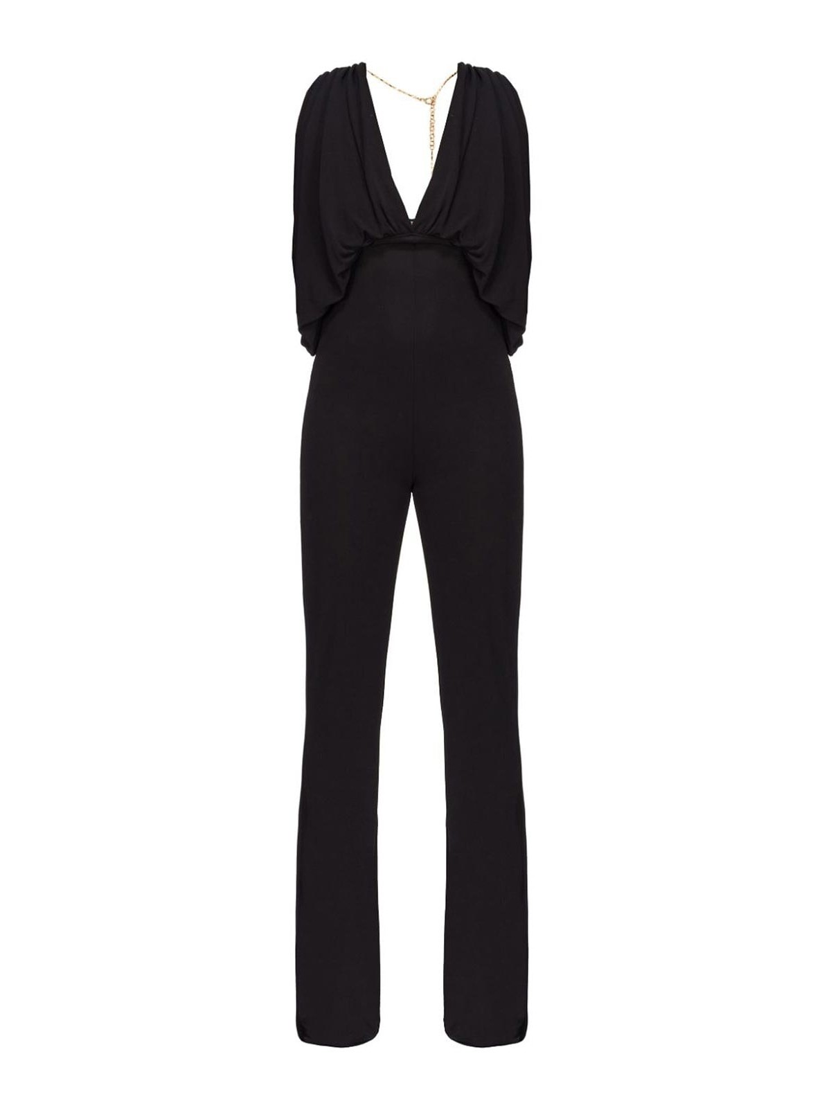 Shop Pinko Lagretin Draped Jumpsuit With Slim Cut In Black