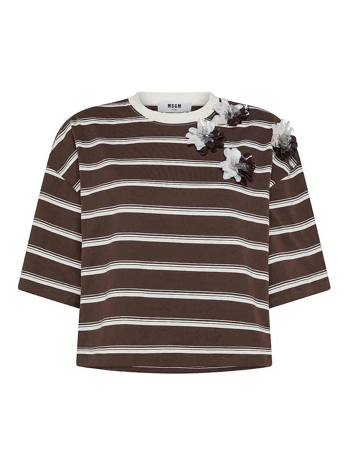 M.S.G.M. Cotton T Shirt - Brown - Women | 3642MDM8224730530 M.S.G.M. Cotton T Shirt - Brown - Women | 3642MDM8224730530