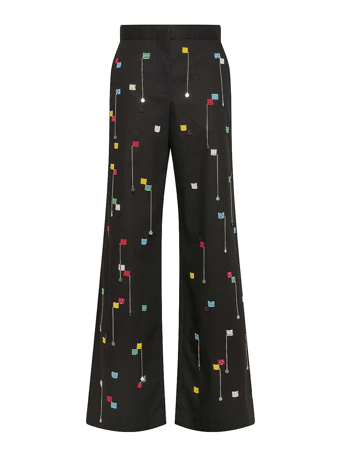 パンツ Msgm Wide-Leg Trousers With Contrasting Logo Band Pants and shorts for women: casual, fashion - MSGM Official