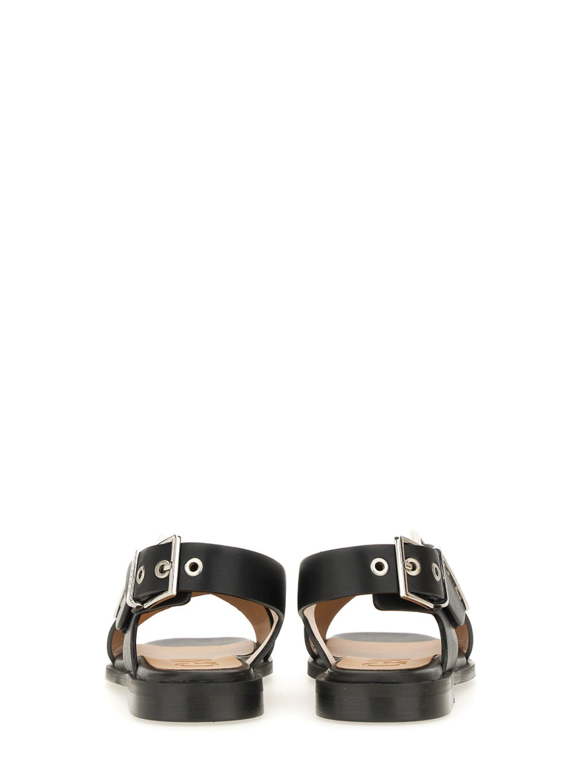 Shop Ganni Studded Sandals In Black