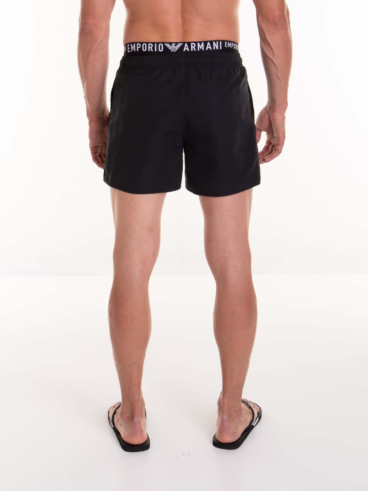 Emporio Armani Logo Embroidered Swimwear - Black|2117404R43200020