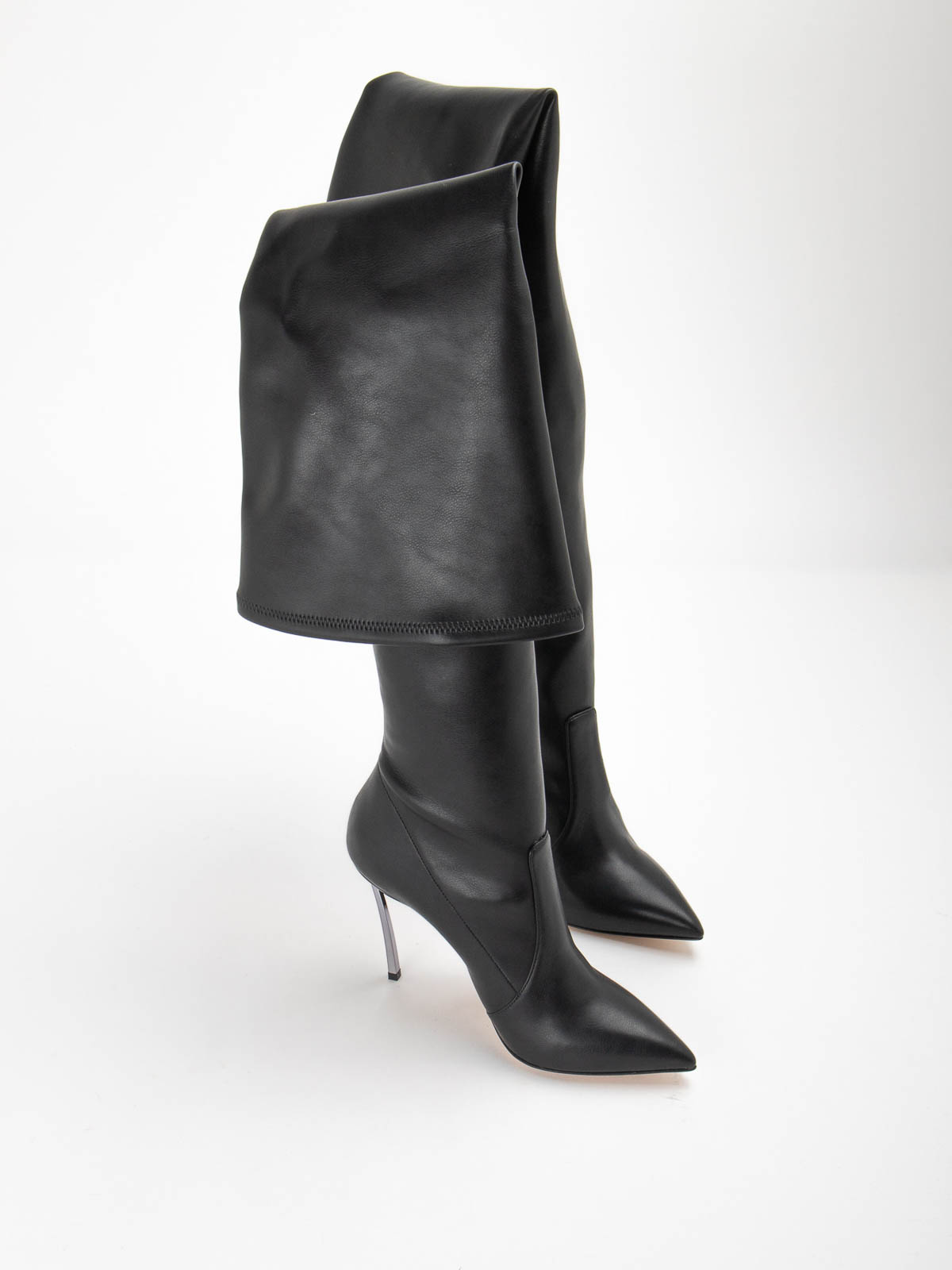 Shop Casadei Slim Fit No Closure Boots In Negro