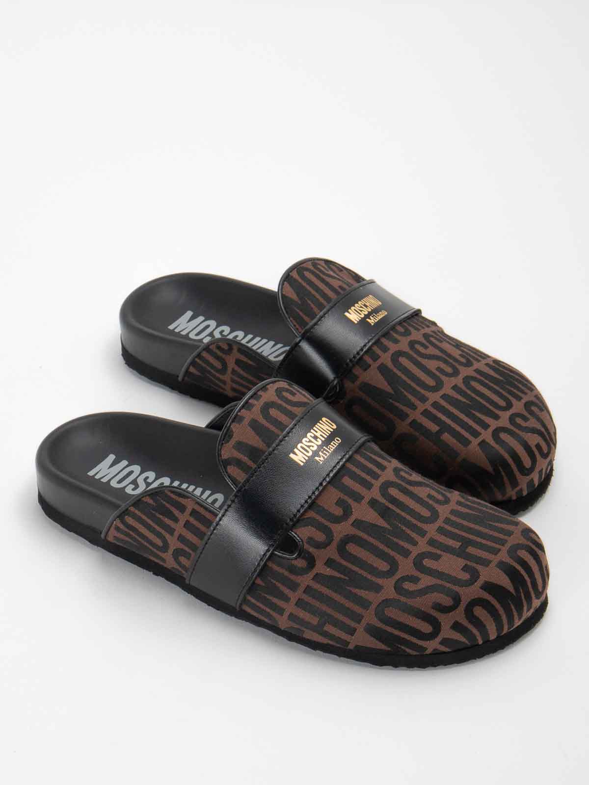 Moschino Bi-material Slippers - Brown - Men|10103G1I10130A