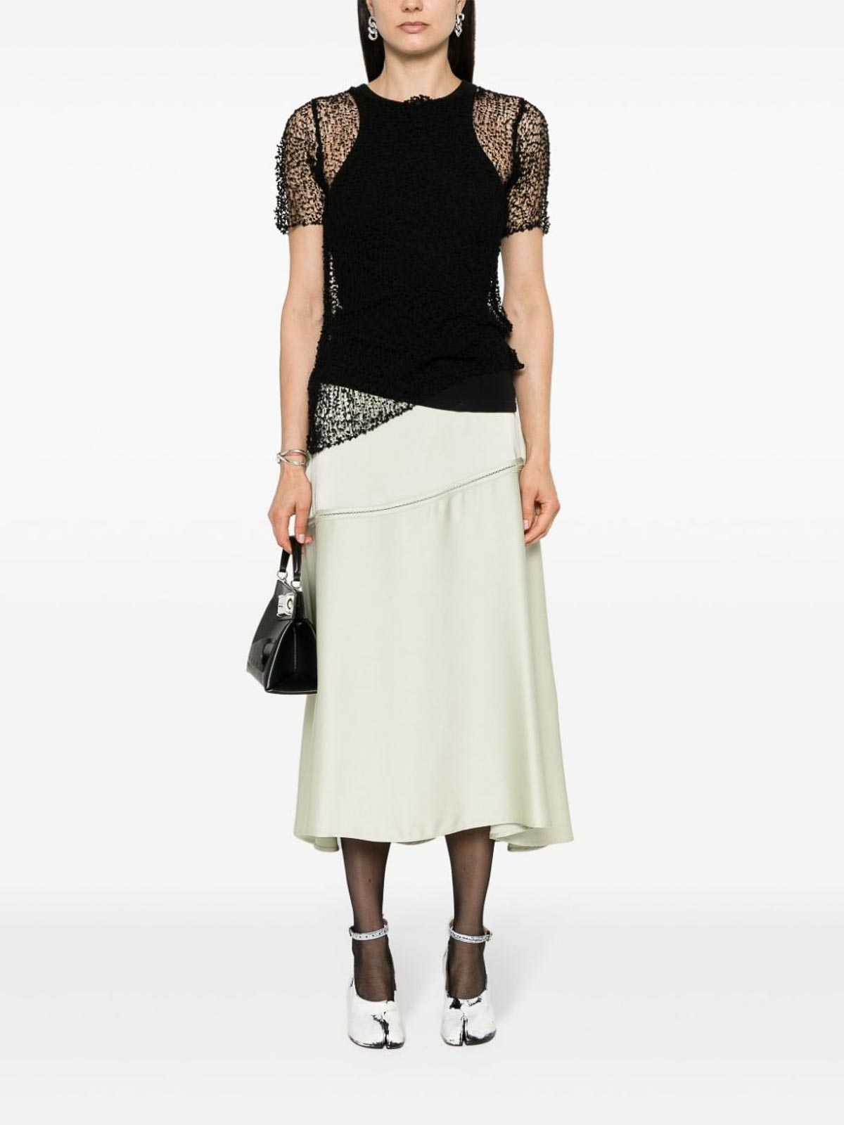 Shop Maison Margiela Embroidery Semi-sheer Top In Black