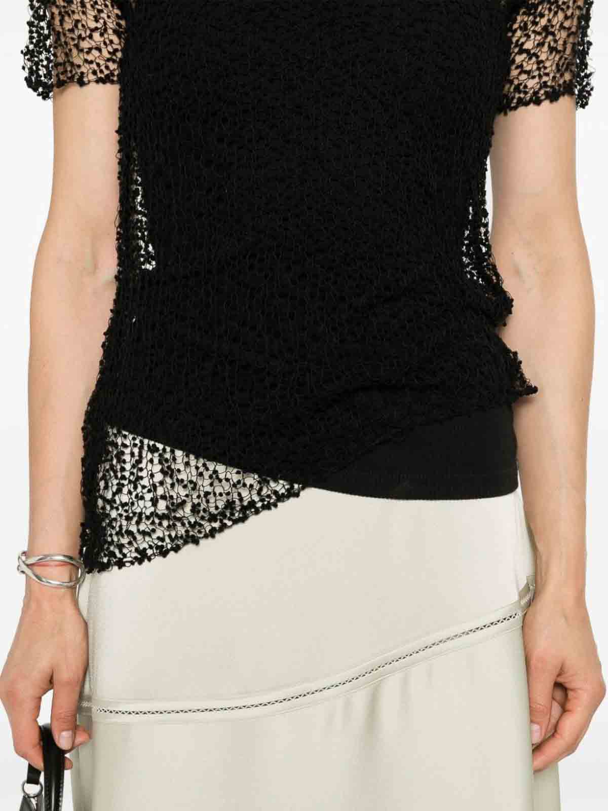 Shop Maison Margiela Embroidery Semi-sheer Top In Black