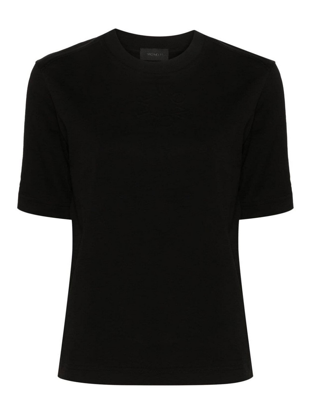 Shop Moncler Embossed-logo Cotton T-shirt In Black