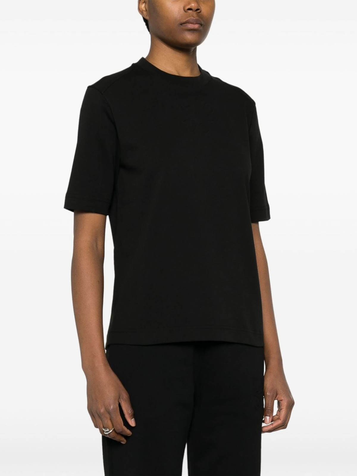 Shop Moncler Embossed-logo Cotton T-shirt In Black