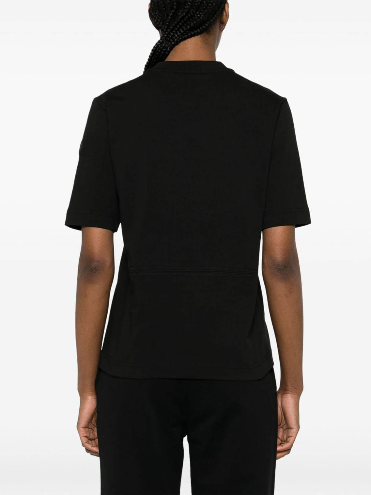 Shop Moncler Embossed-logo Cotton T-shirt In Black