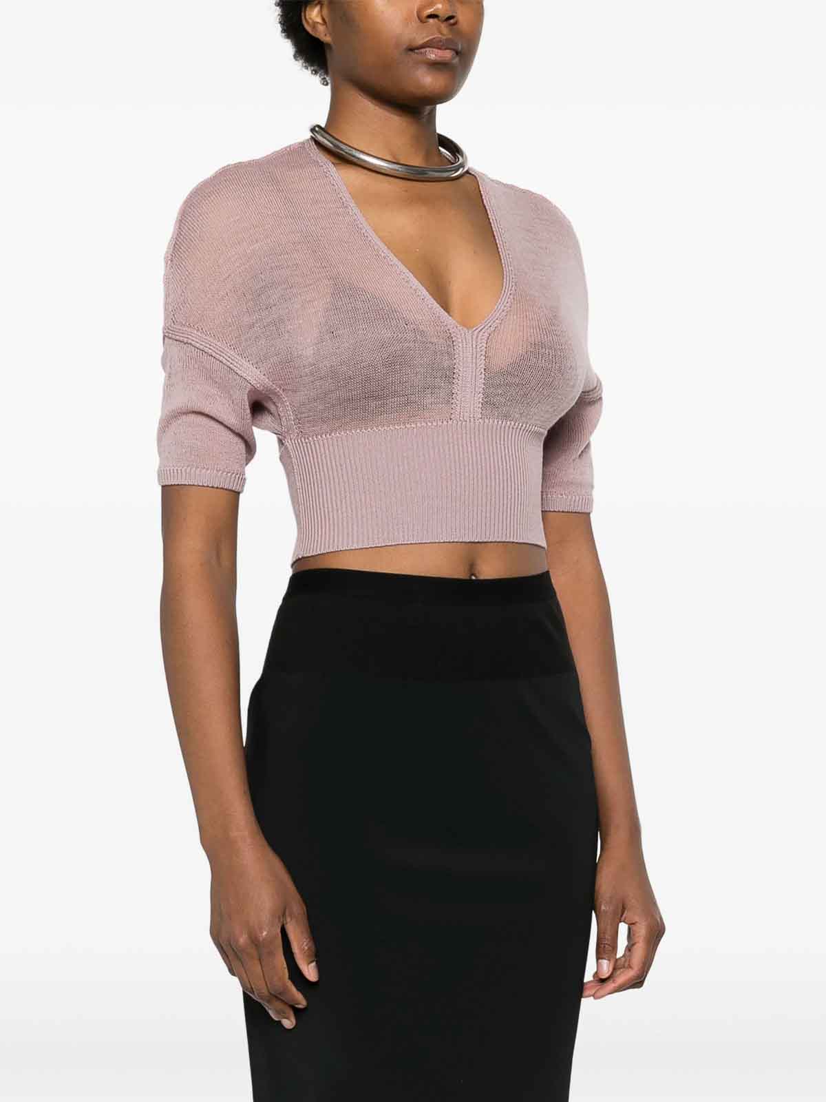 Shop Rick Owens Fine-knit Virgin Wool Top In Pink