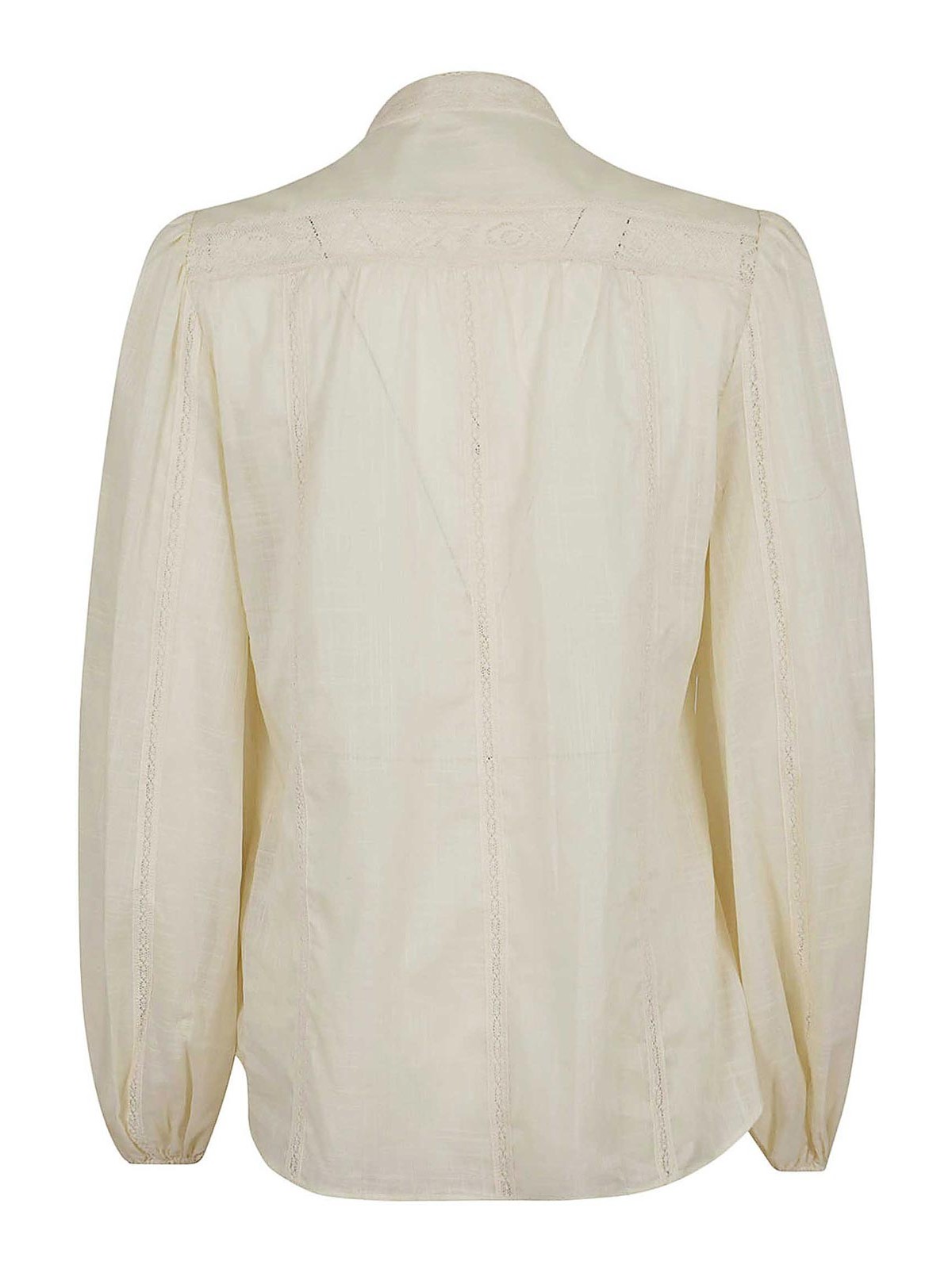 Shop Zimmermann Cotton Shirt With Lace In Cream