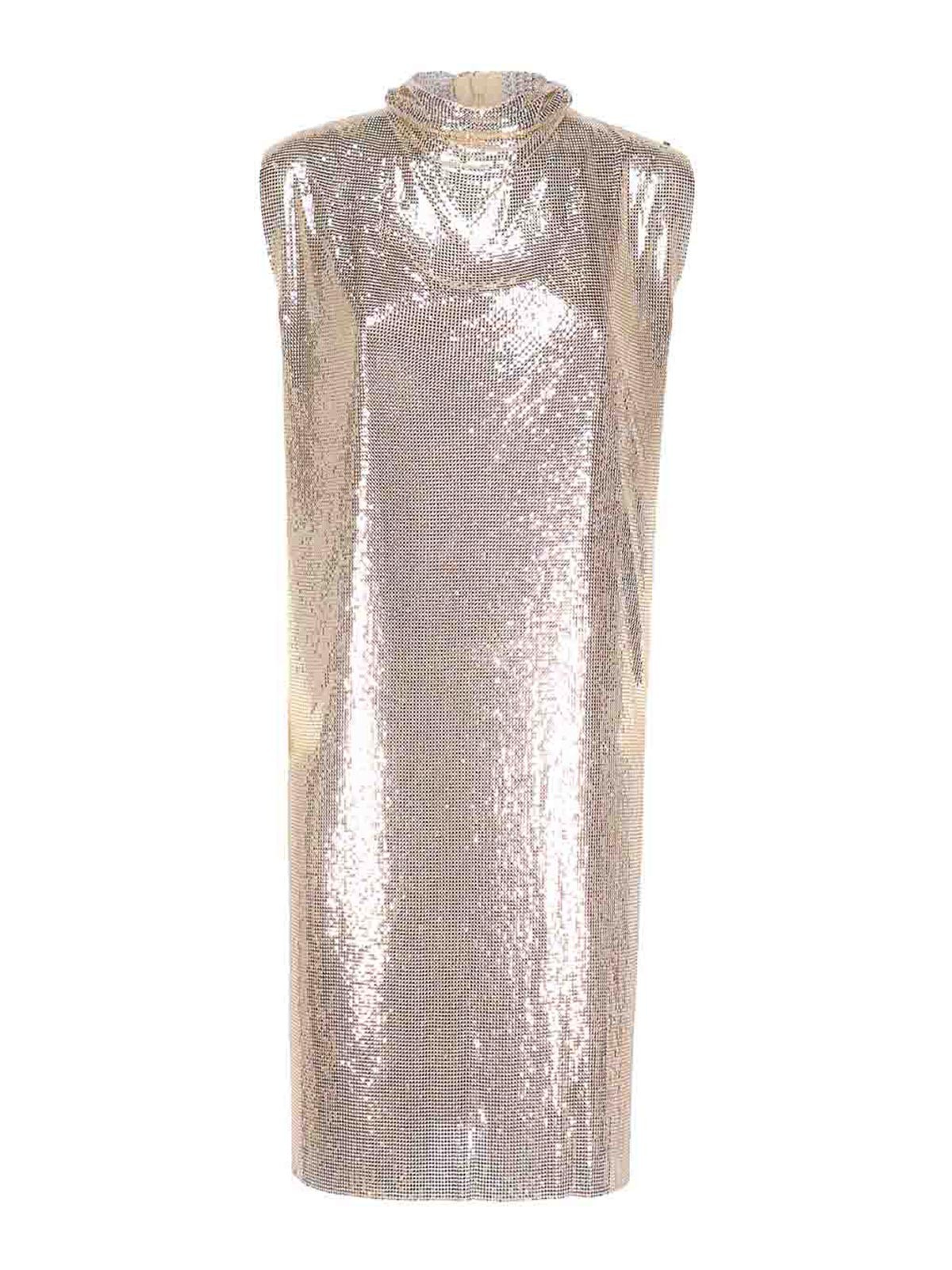 Shop Sportmax Metallic Mesh Dress With Cut Out In Silver