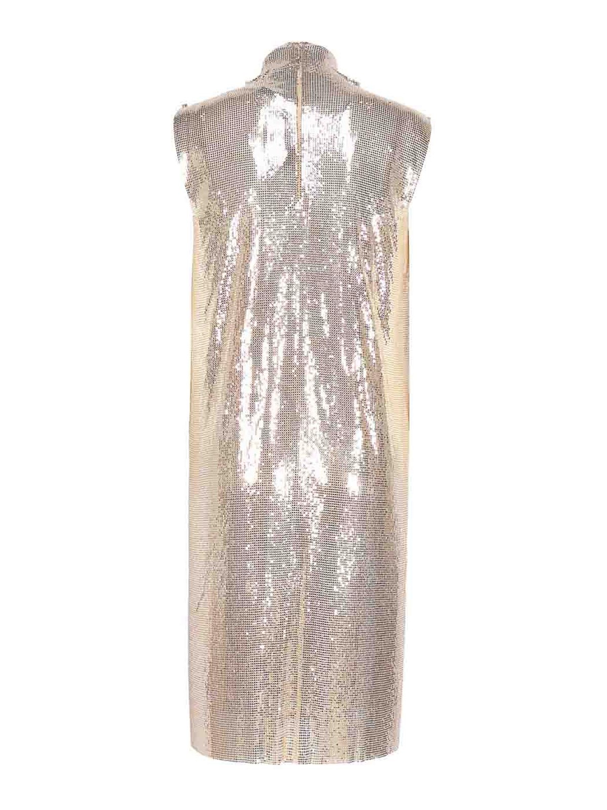 Shop Sportmax Metallic Mesh Dress With Cut Out In Silver