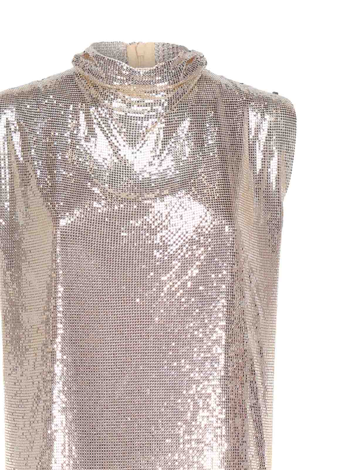 Shop Sportmax Metallic Mesh Dress With Cut Out In Silver