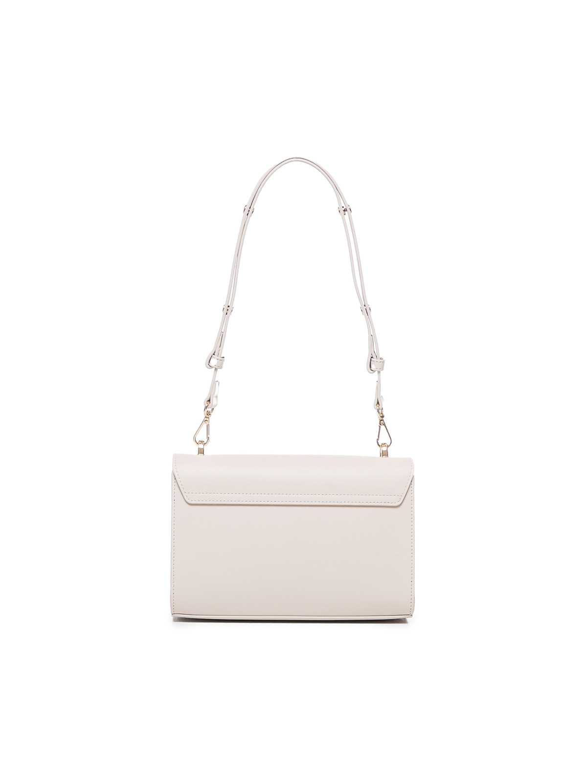 Shop Love Moschino Leather Shoulder Bag With Logo Plaque In White