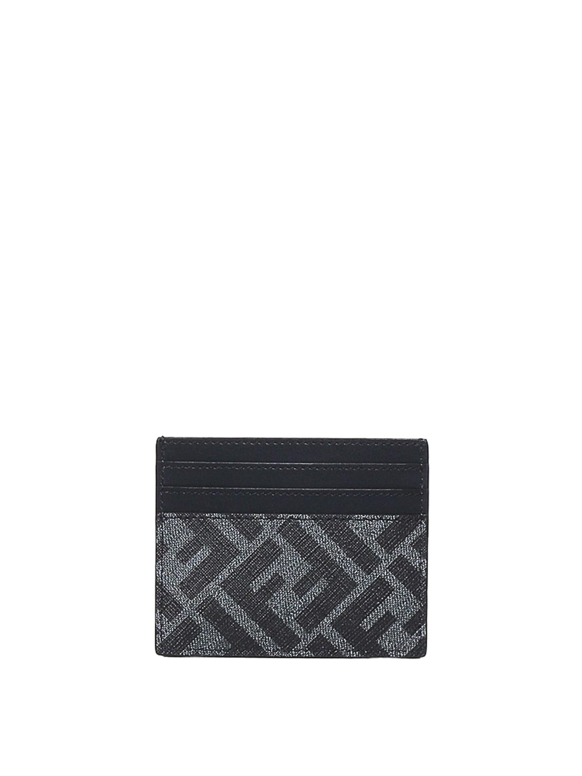 Shop Fendi Lether Cardholder In Grey