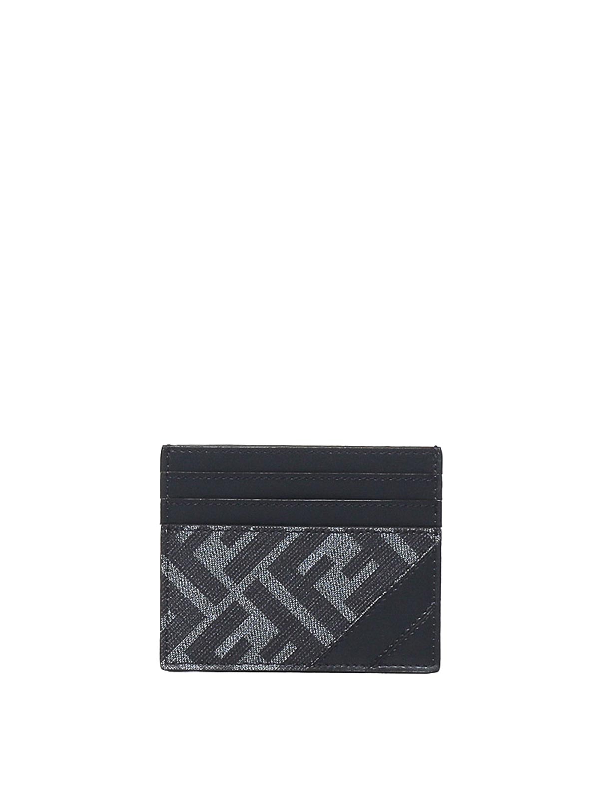 Shop Fendi Lether Cardholder In Grey