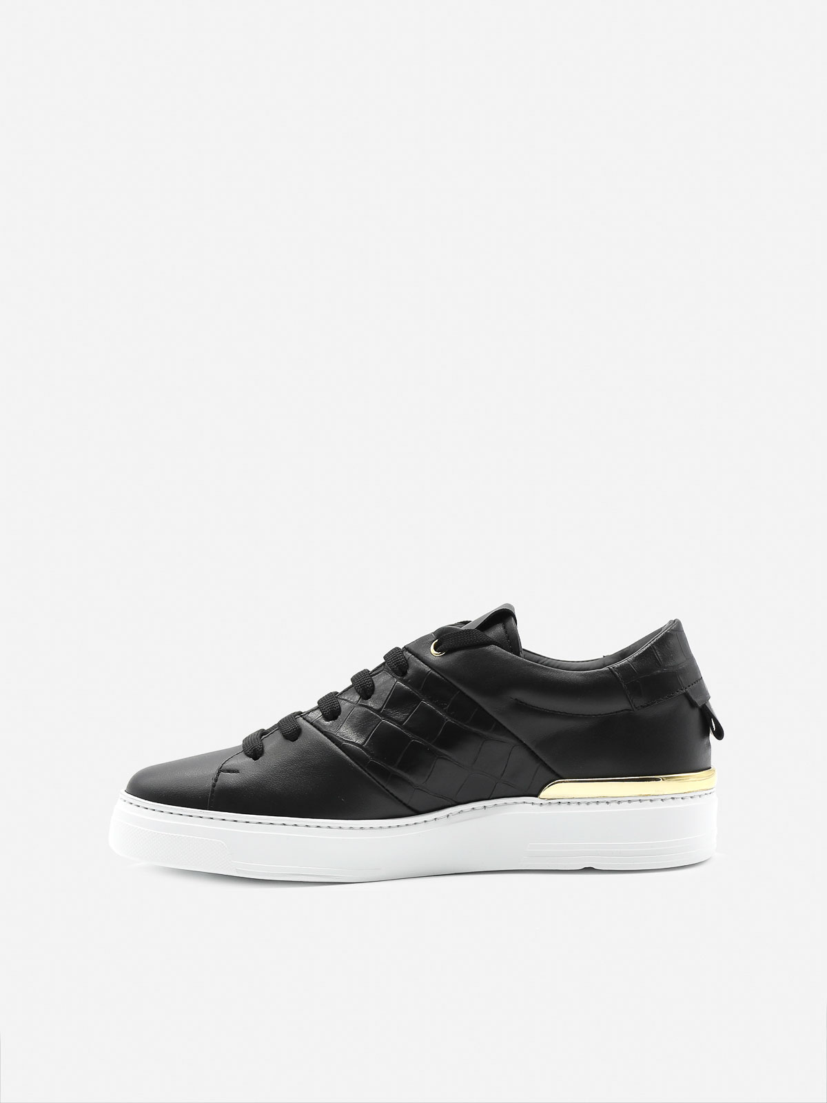 Giuliano Galiano Leather Sneakers With Crocodile Effect In Black