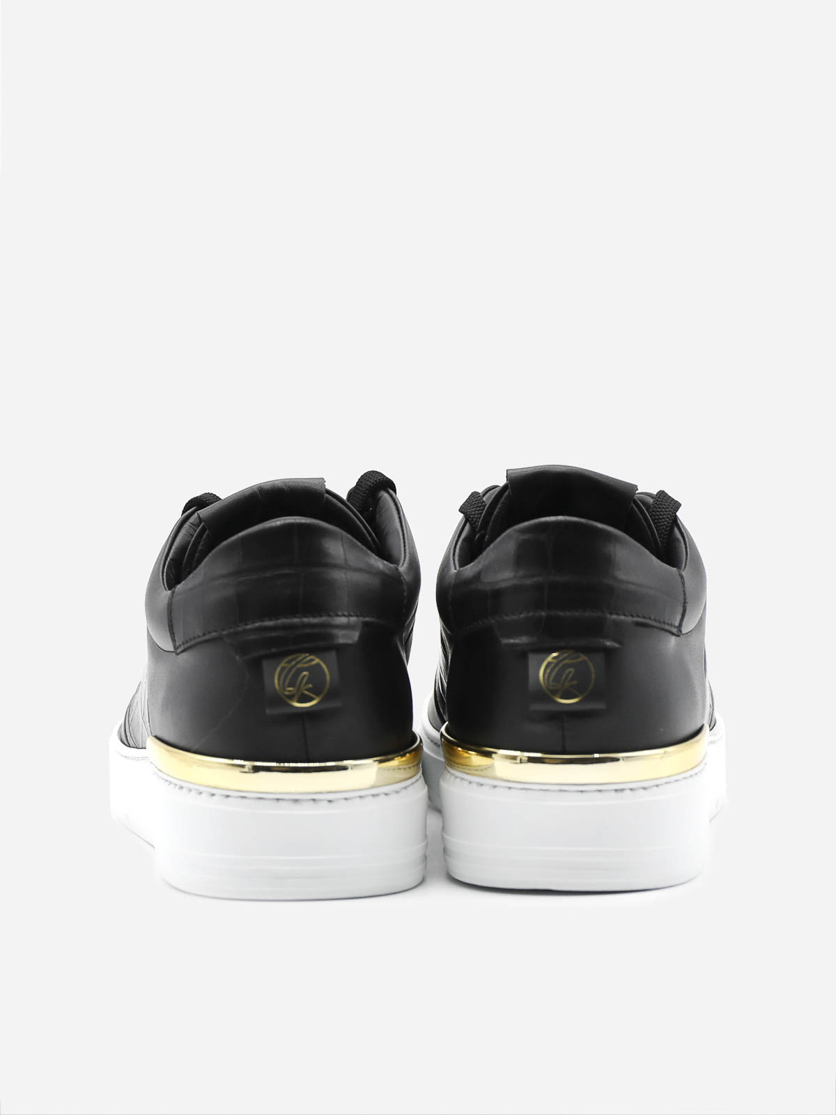 Giuliano Galiano Leather Sneakers With Crocodile Effect In Black