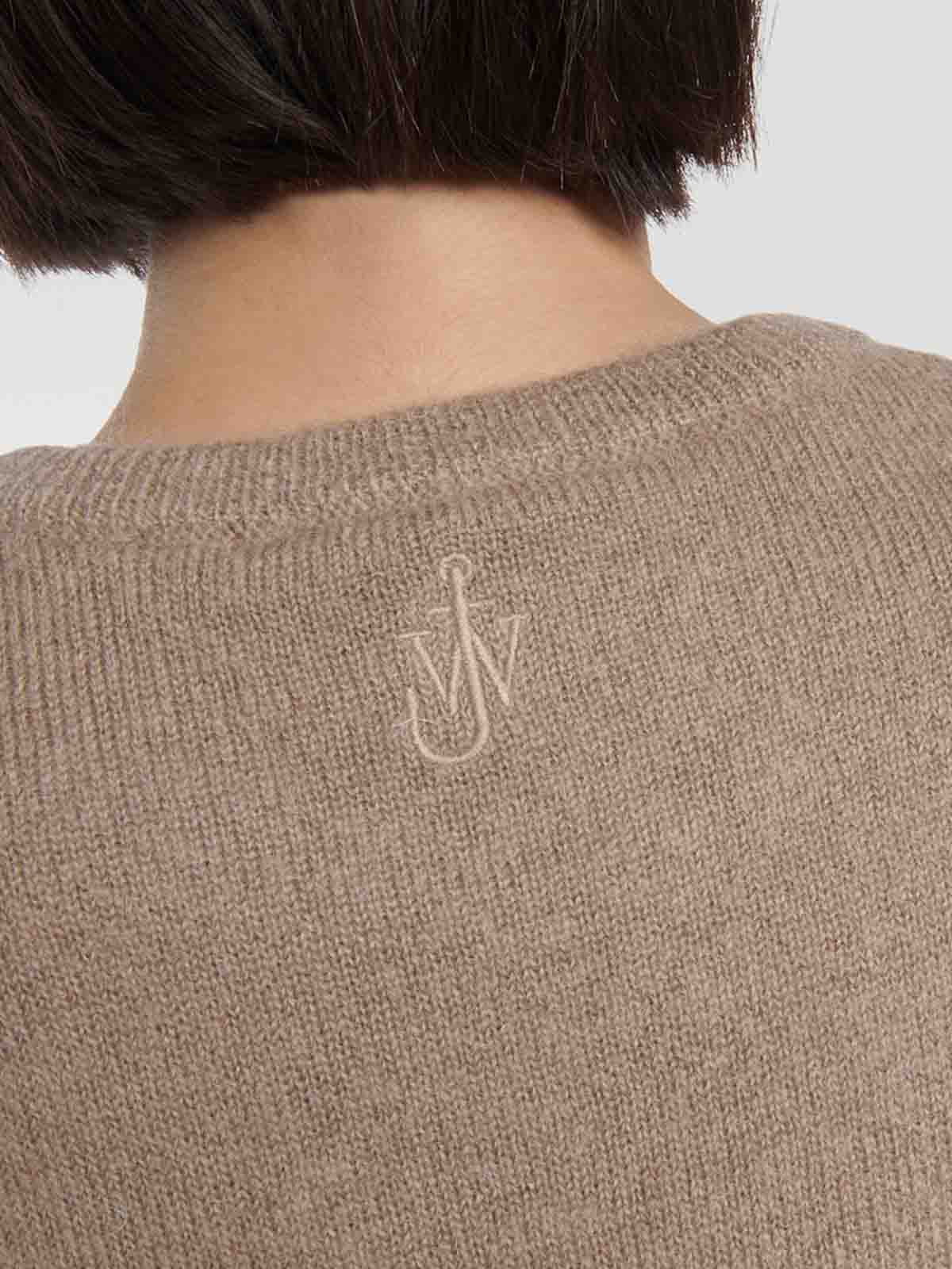 Shop Jw Anderson Sweater With Fringes In Beige