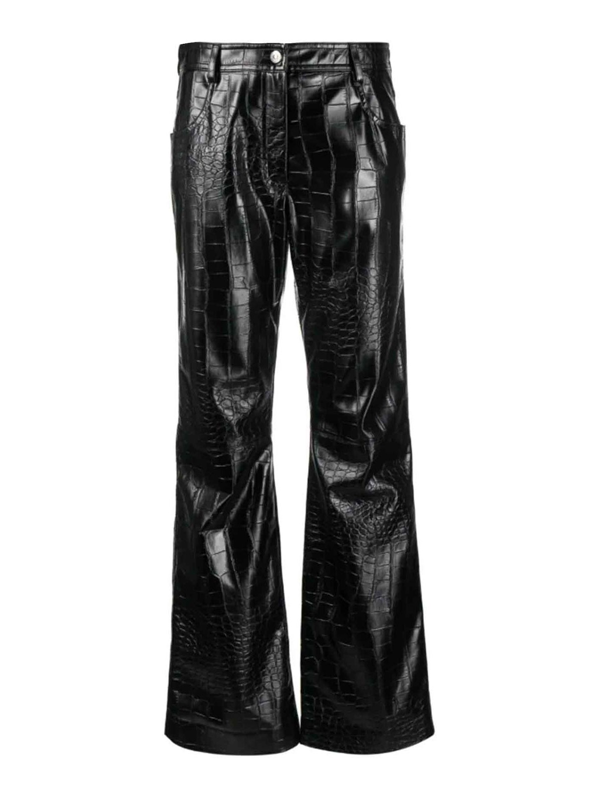 Shop Msgm Faux Leather Trousers In Black