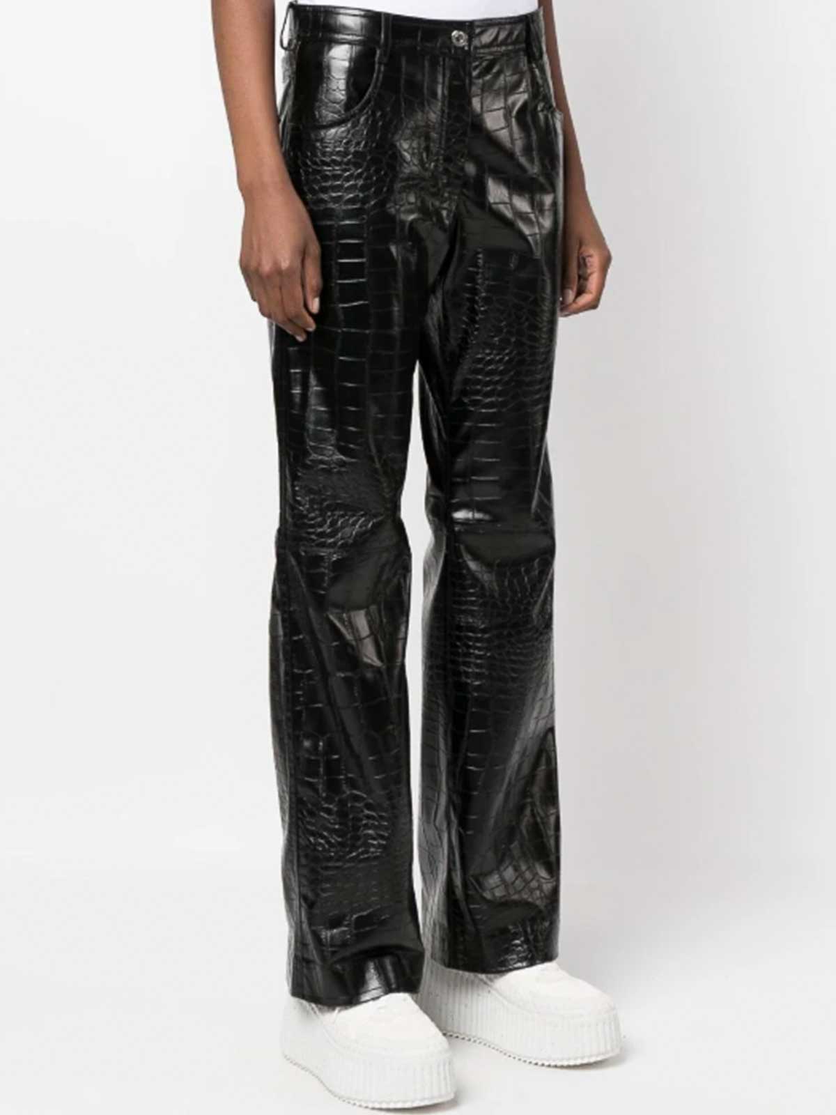 Shop Msgm Faux Leather Trousers In Black