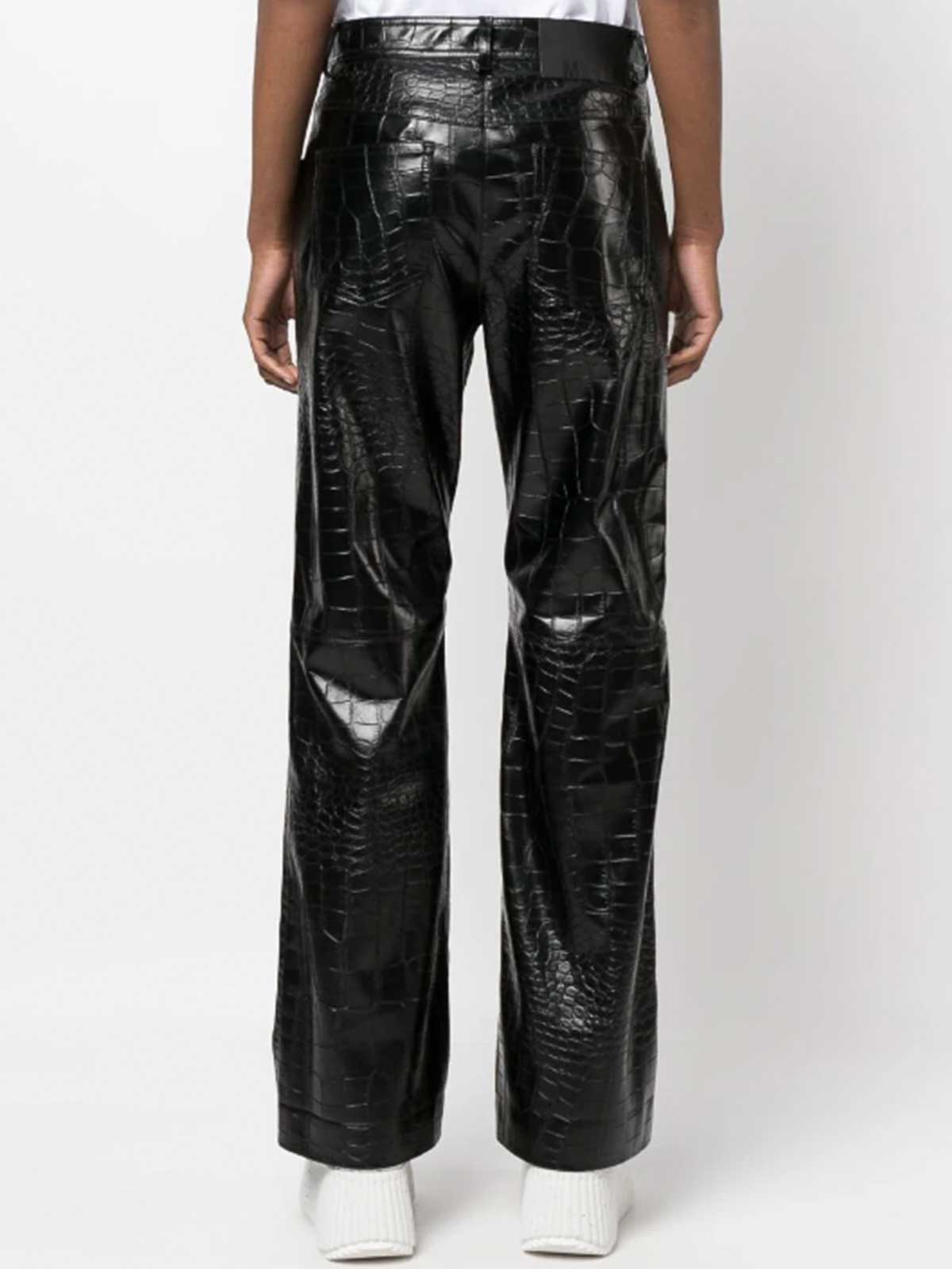 Shop Msgm Faux Leather Trousers In Black