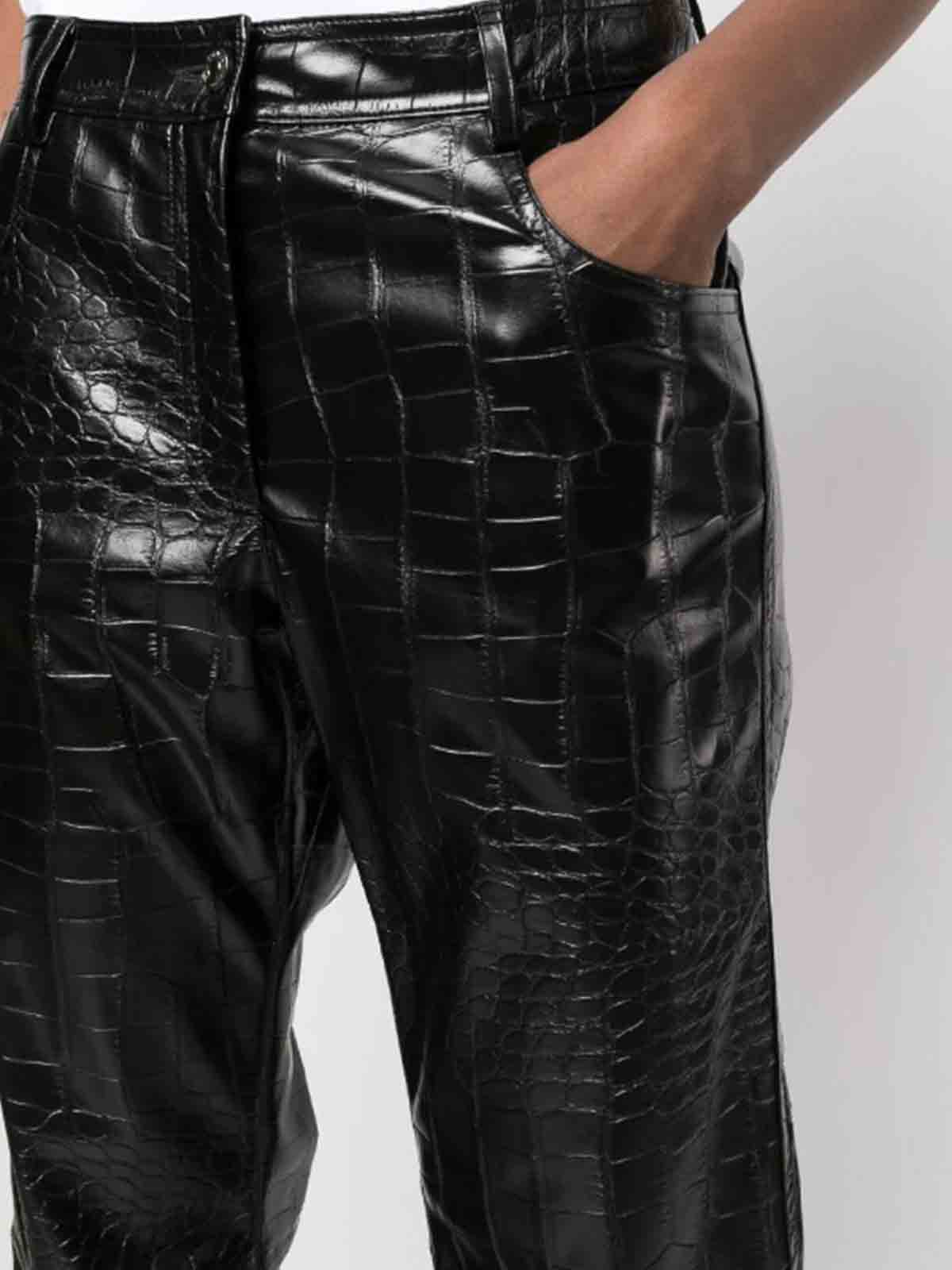 Shop Msgm Faux Leather Trousers In Black