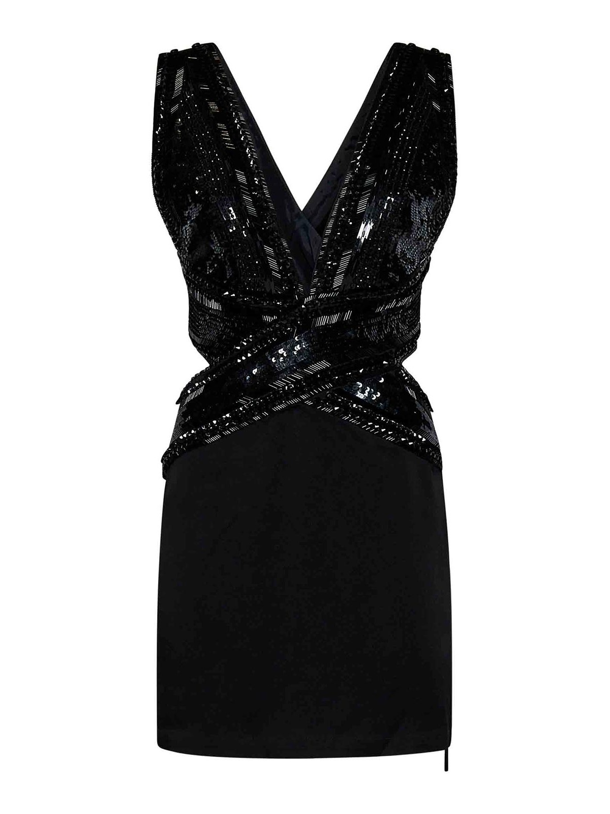 Amen Short Black Dress With Beads - Black - Women|ACW23410999 Amen Short Black Dress With Beads - Black - Women|ACW23410999