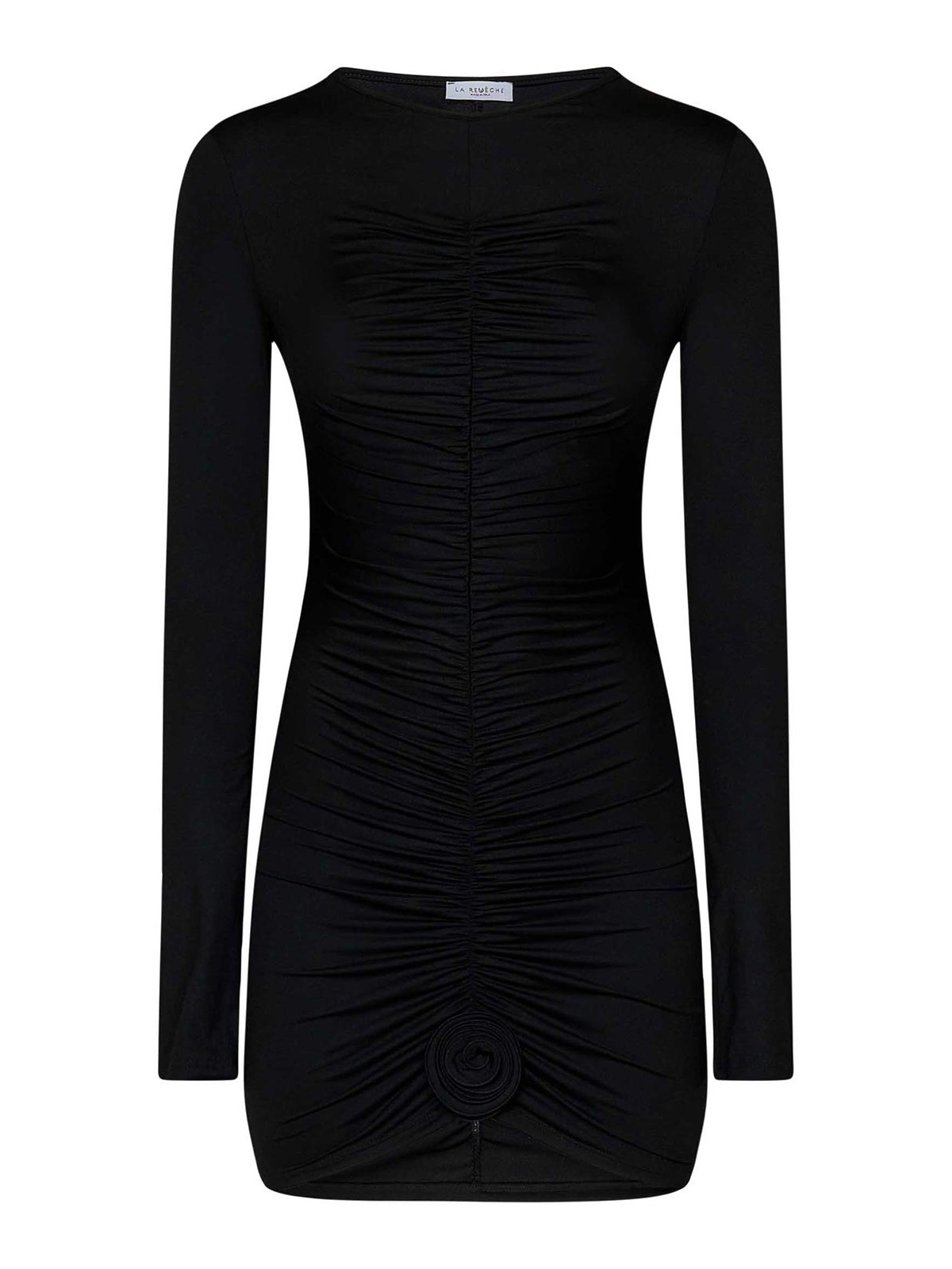 Shop La Reveche Long-sleeved Black Minidress In Negro