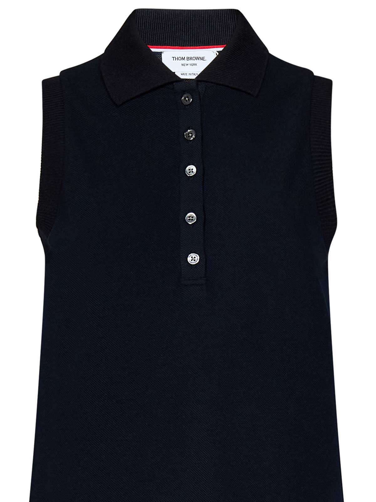 Thom Browne Sleeveless Polo Dress with Pleated Skirt|FJD0107A00050415 Thom Browne Sleeveless Polo Dress with Pleated Skirt|FJD0107A00050415