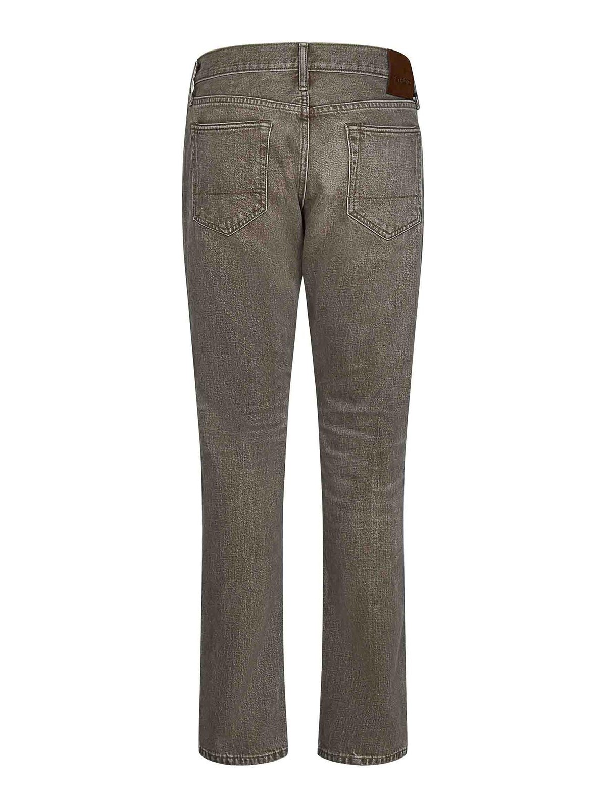 Tom Ford Straight Leg Jeans in Khaki Cotton Denim