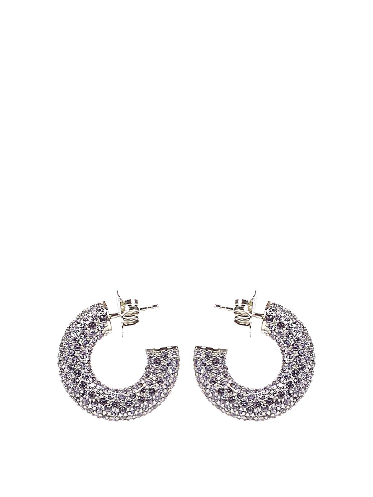 ピアス AMINA MUADDI Embellished l mini Cameron earrings Cameron Mini embellished earrings in silver - Amina Muaddi