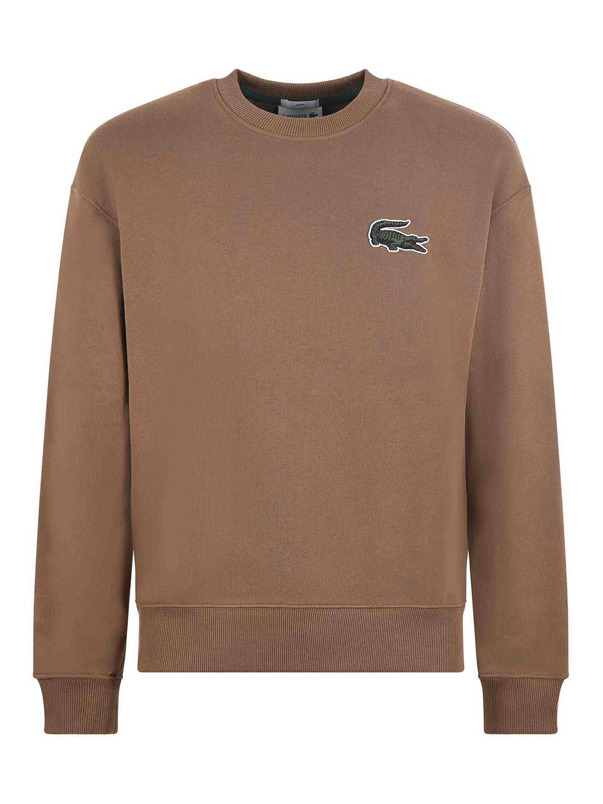 Shop Lacoste Cotton Sweatshirt In Camel