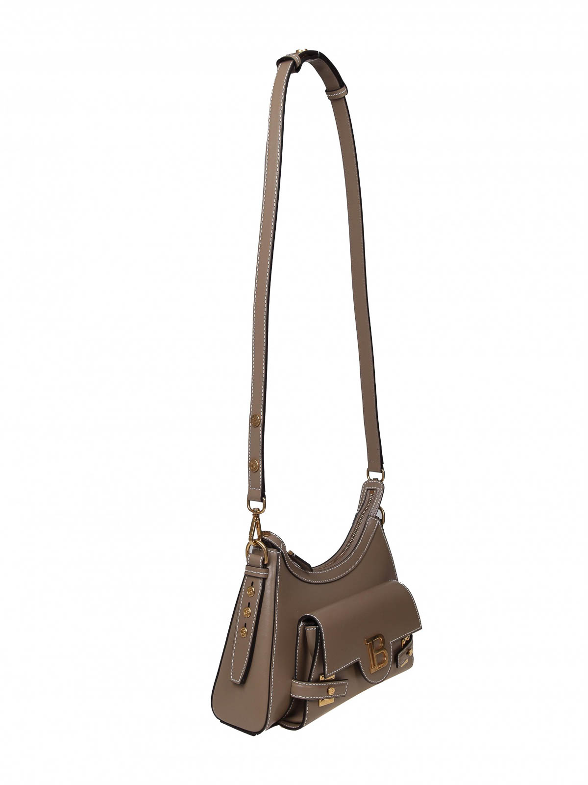 Shop Balmain B-buzz Shoulder Bag In Taupe