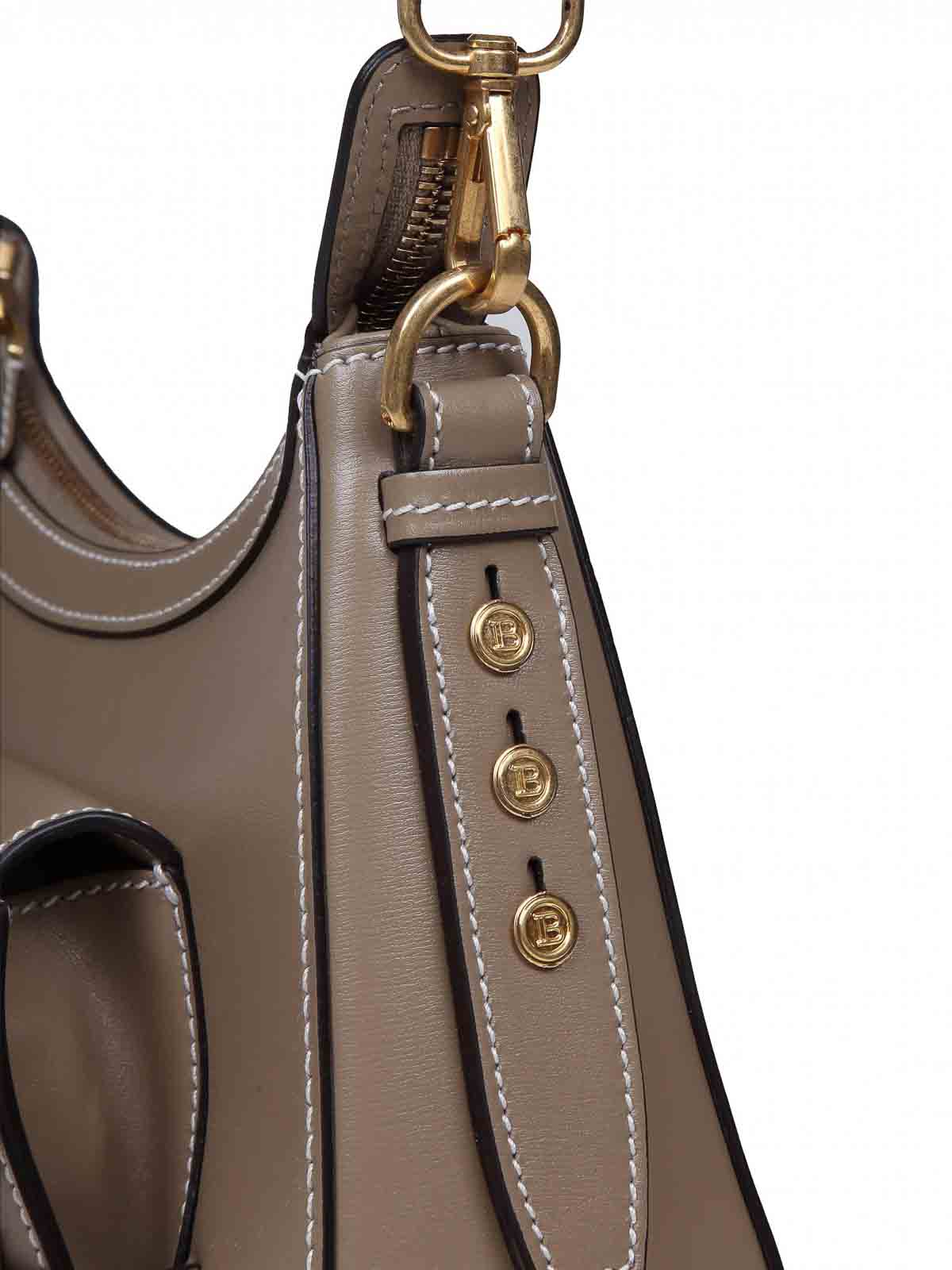 Shop Balmain B-buzz Shoulder Bag In Taupe