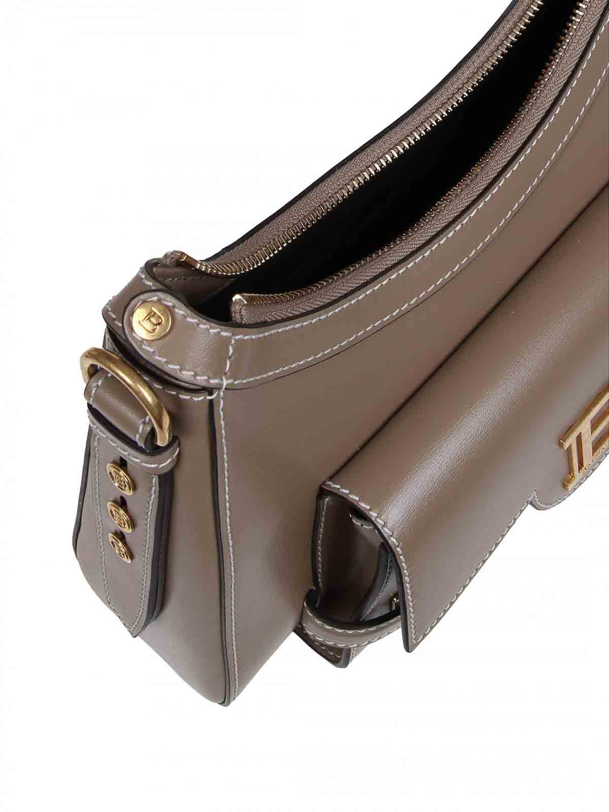 Shop Balmain B-buzz Shoulder Bag In Taupe