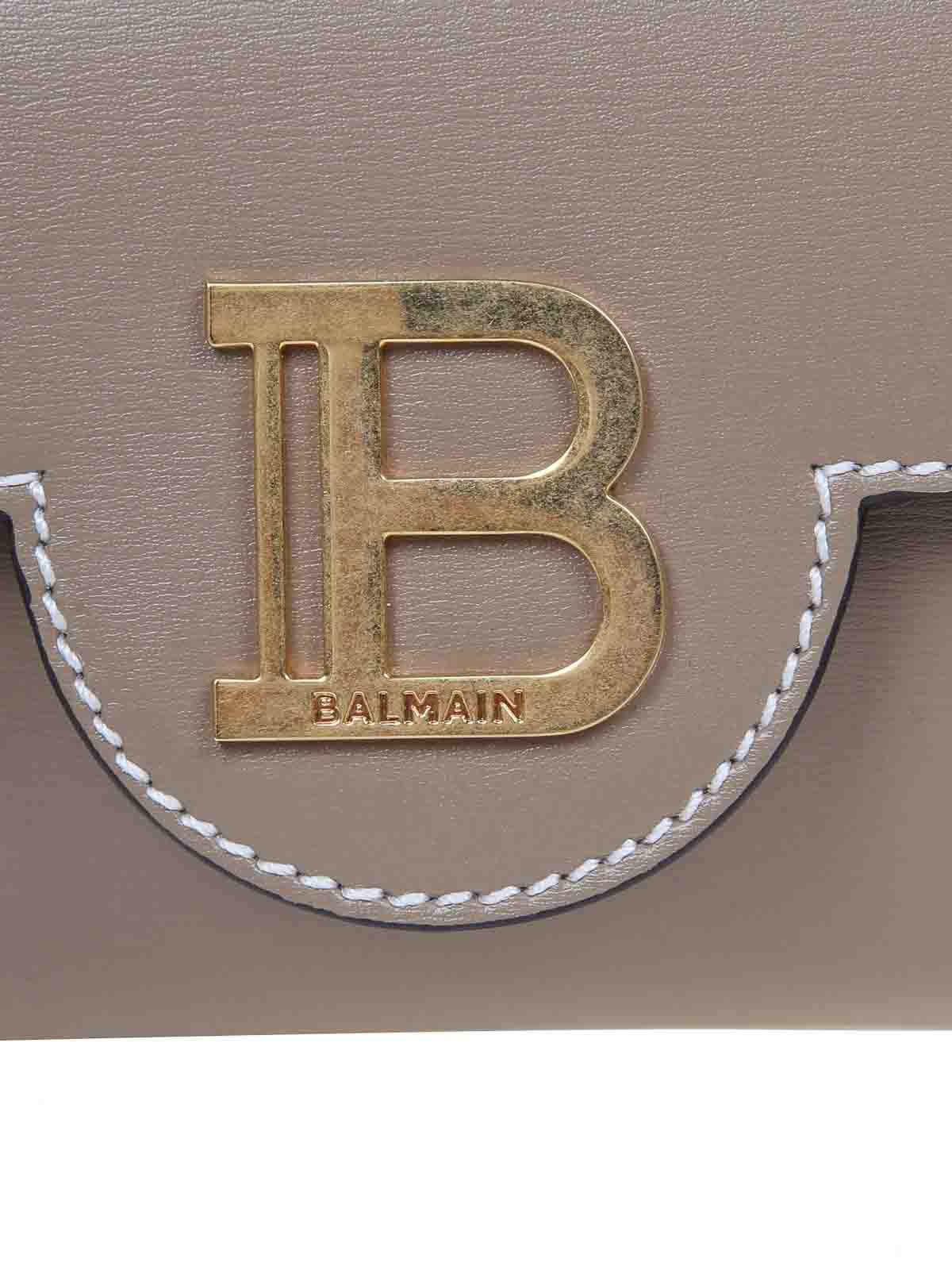 Shop Balmain B-buzz Shoulder Bag In Taupe