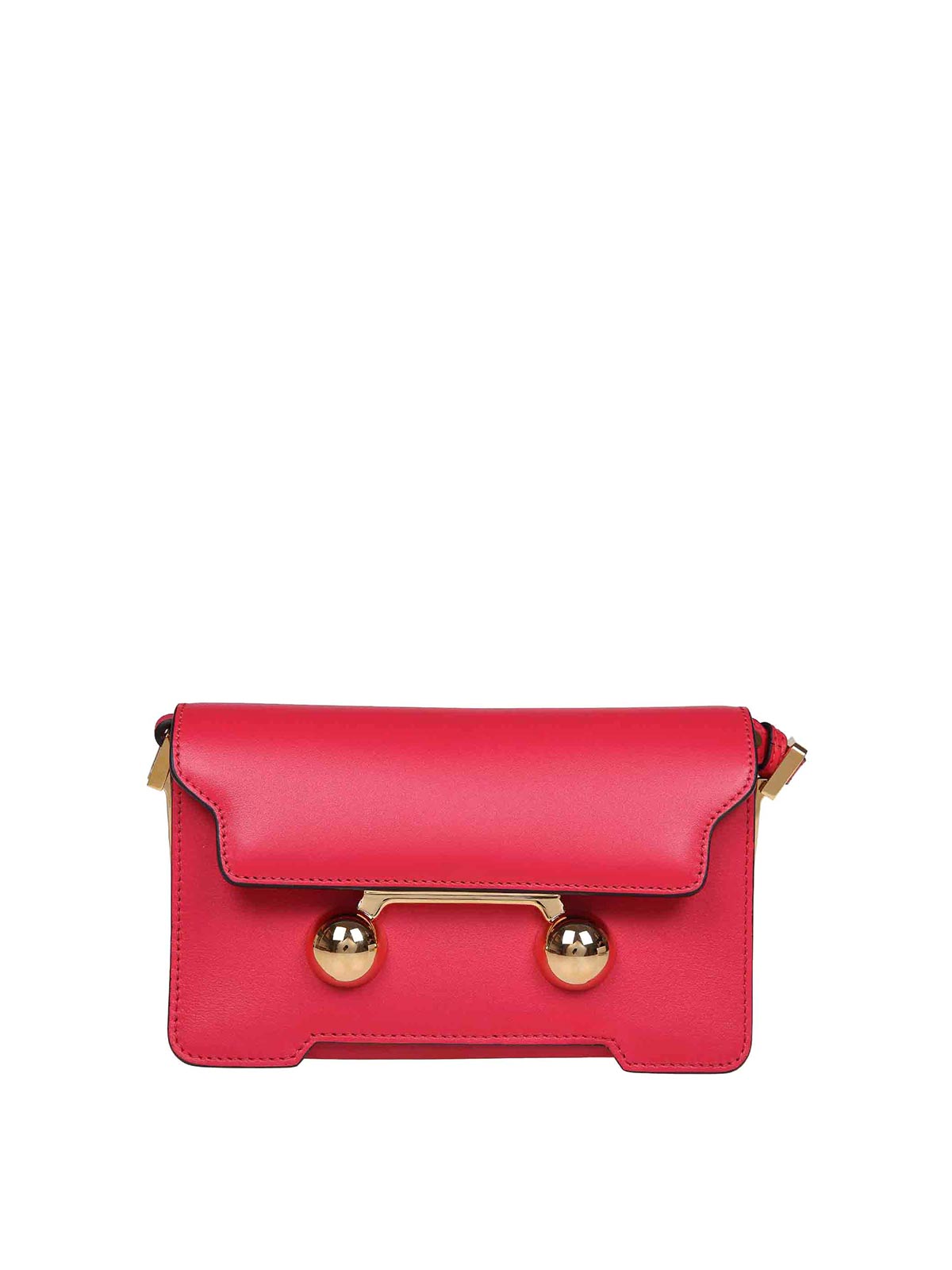 Shop Marni Trunkaroo Mini Leather Shoulder Bag In Red