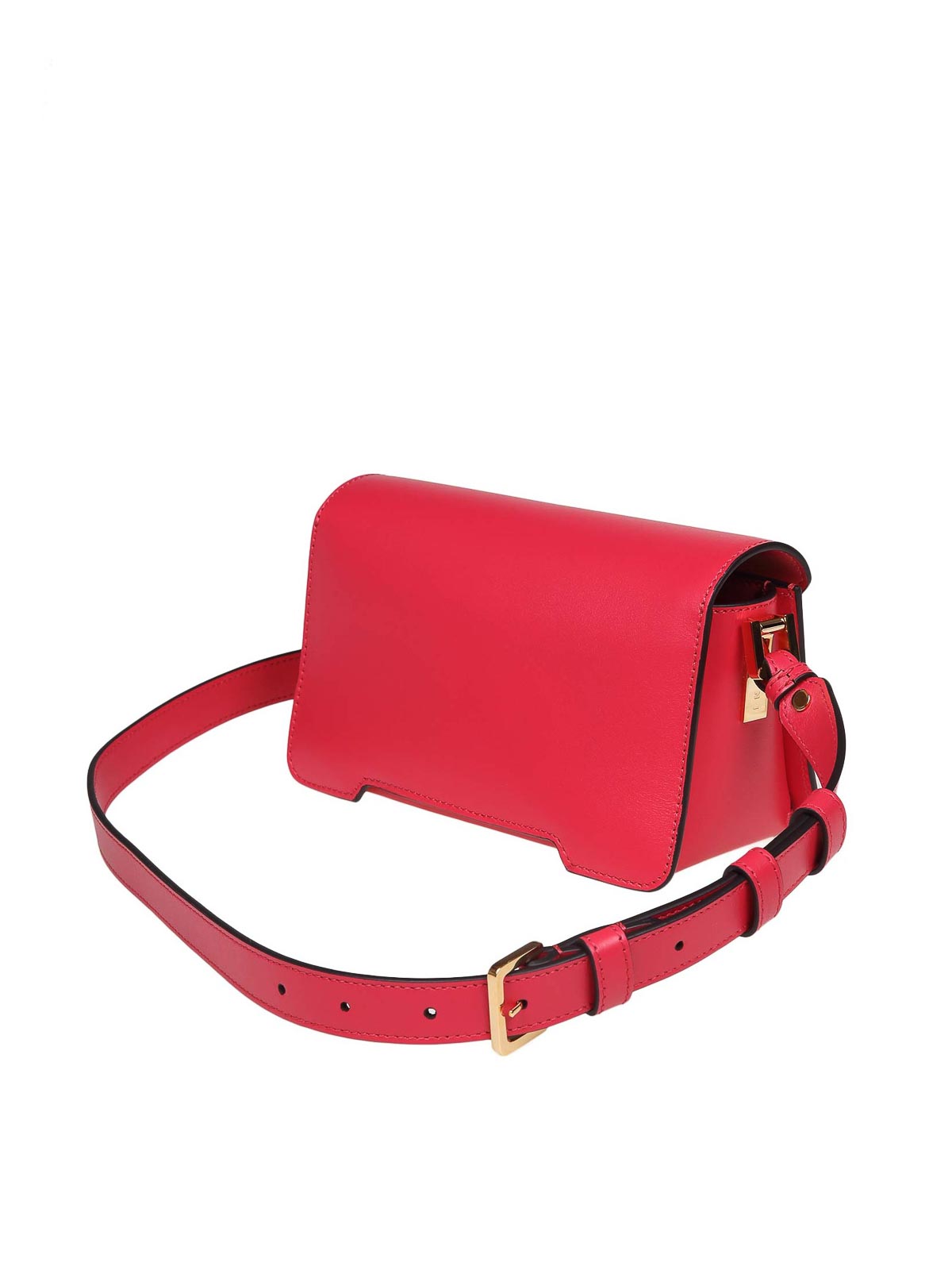 Shop Marni Trunkaroo Mini Leather Shoulder Bag In Red