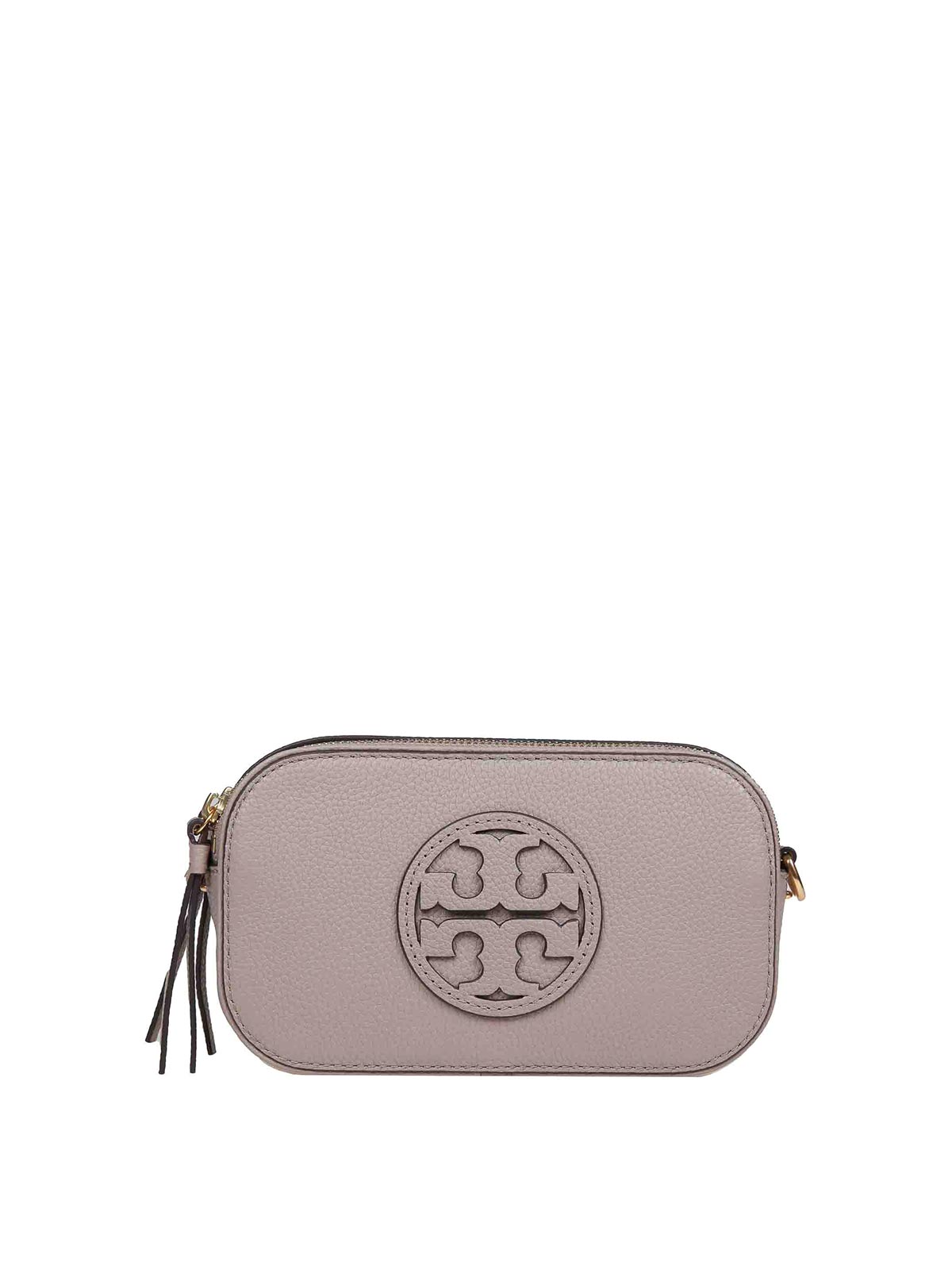 Shop Tory Burch Miller Mini Leather Shoulder Bag In Brown