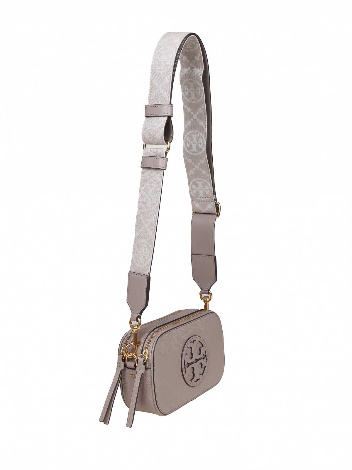 Shop Tory Burch Miller Mini Leather Shoulder Bag In Brown